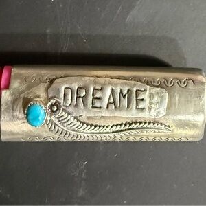 Silver Lighter Case with Turquoise Accent